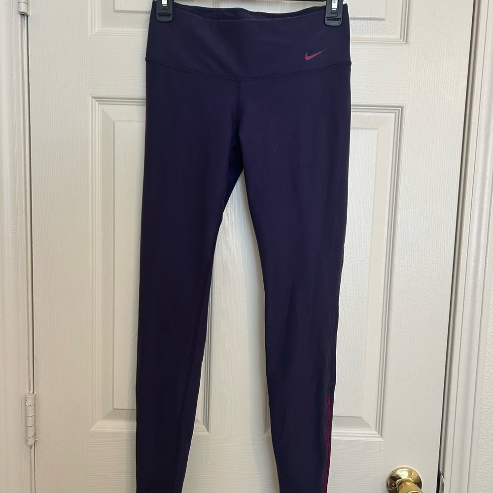 Nike Deep Purple Leggings with Pink Swoosh